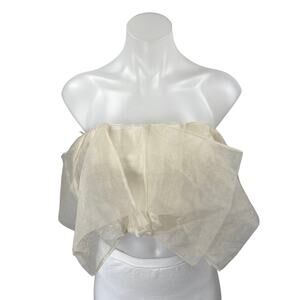 NEW Zara Cream Sheer Organza Sleeveless Strapless Bandeau Tube Crop Top Size S